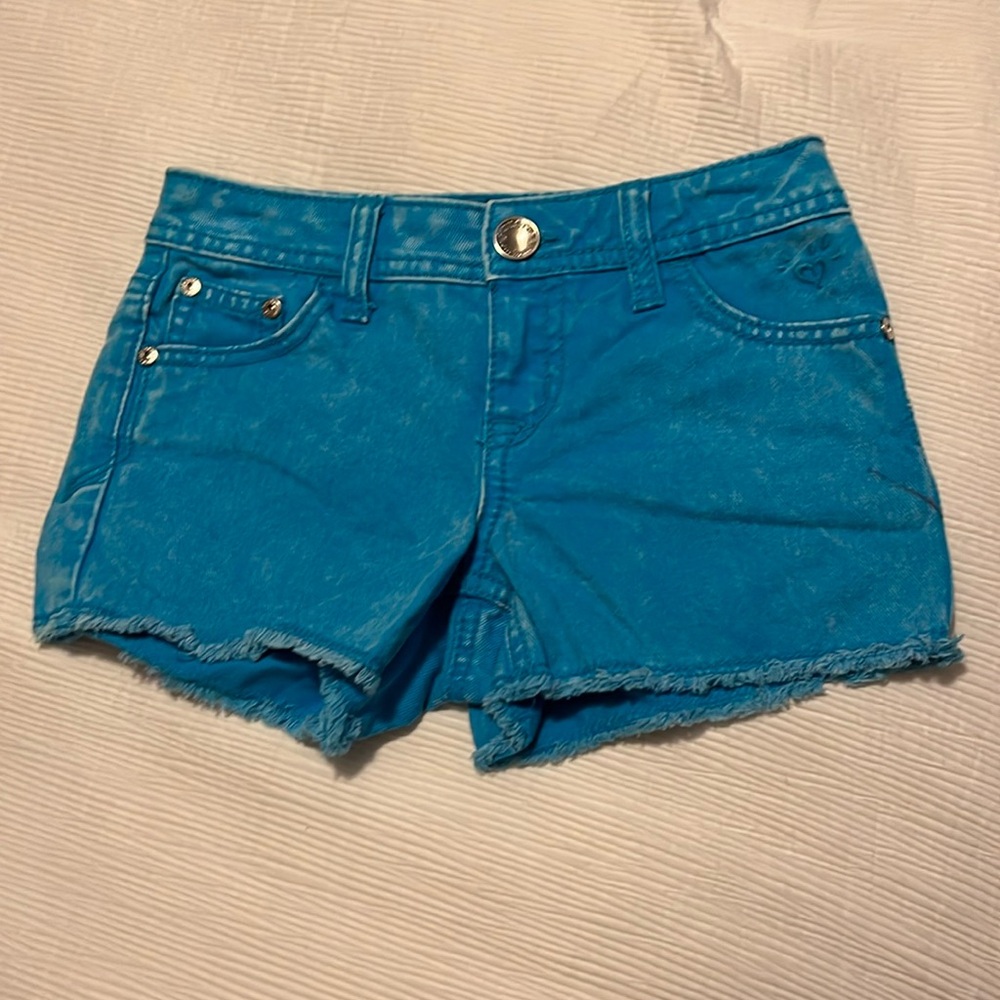 ❤️5for $12 Justice teal jean shorts size 8R